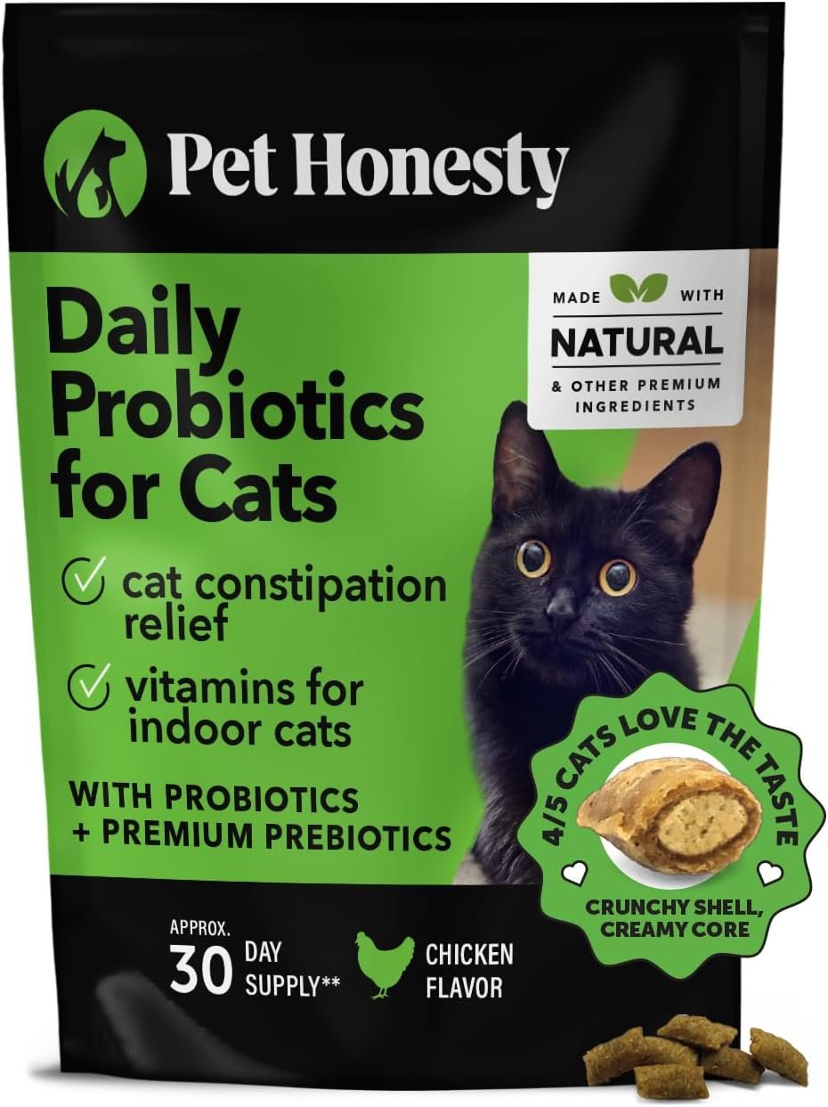 Pet Honesty Cat Probiotics Gut + Immune Health Chews – Cat Digestive Health, Cat Vitamins Supports Gut Health, Immunity Health, Healthy Digestion + Cat Constipation...