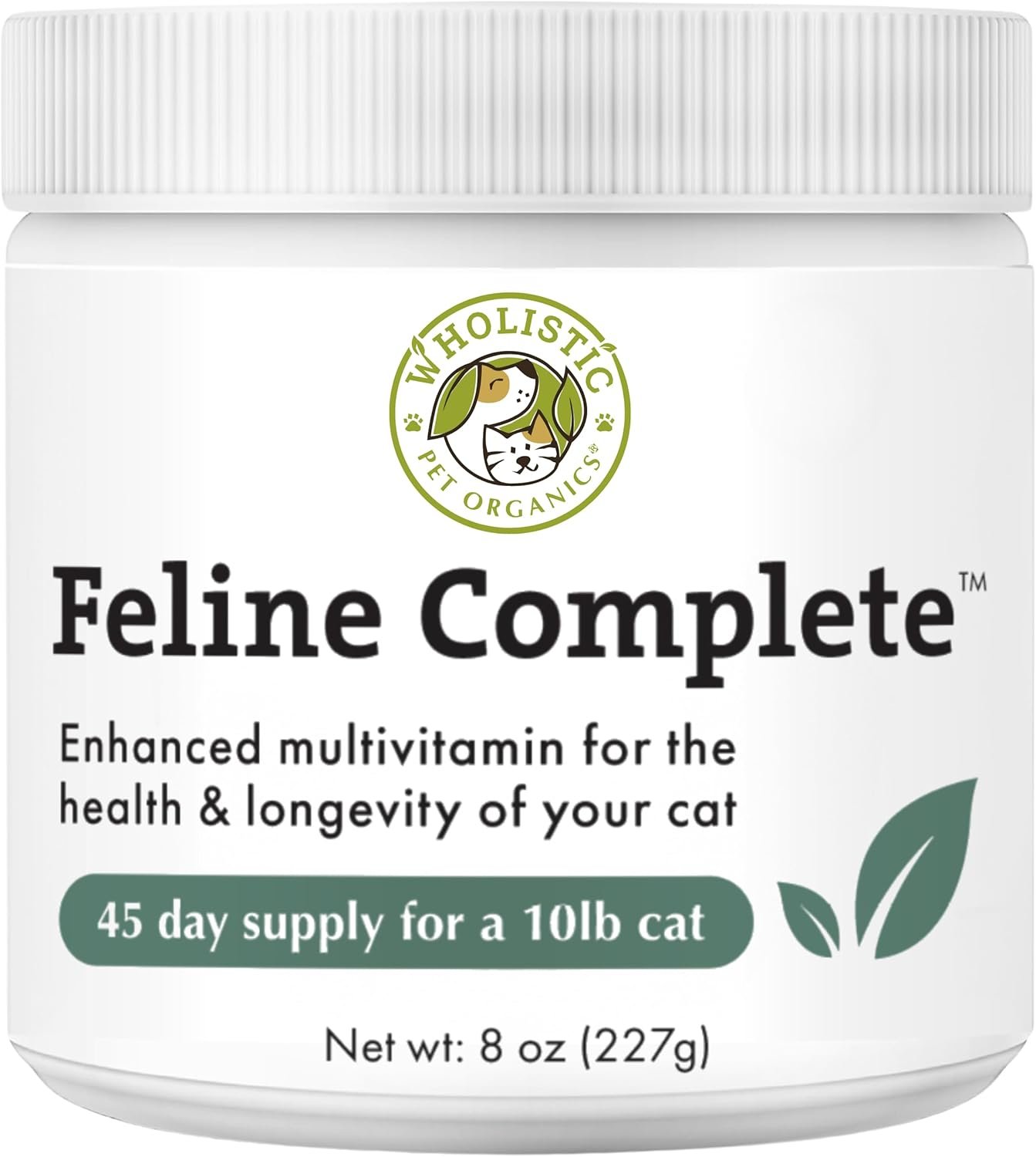 Wholistic Pet Organics Feline Complete – 8 Oz – Multivitamin & Probiotic Powder for Cats – Natural Cat Food & Digestive Support